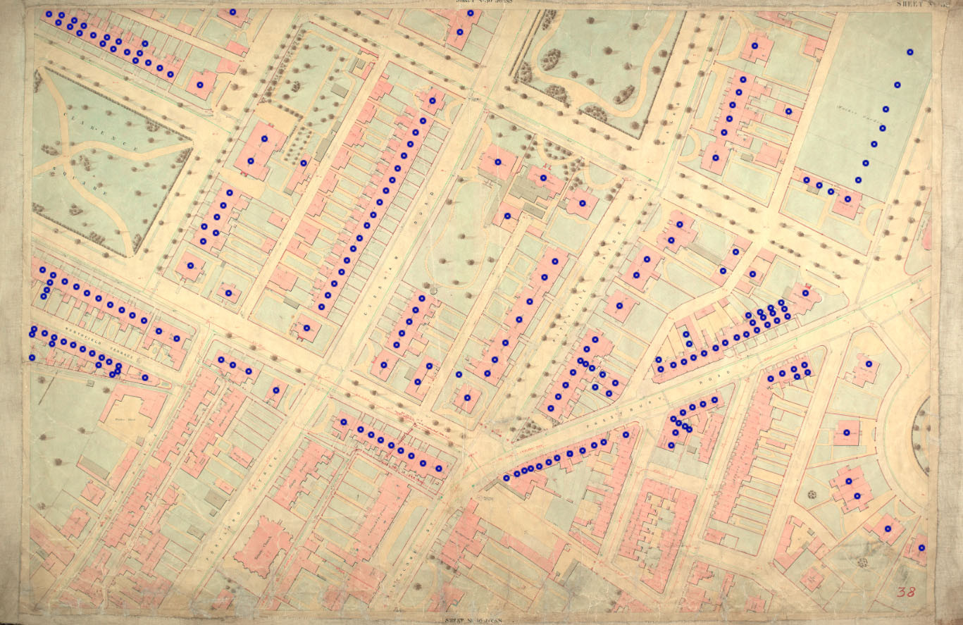 Reproduction of an old hand coloured town map